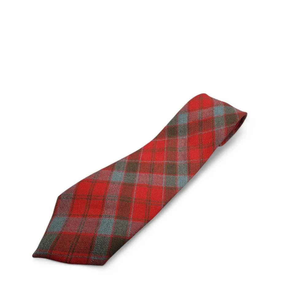 Vintage Made in Scotland Tie 100% New Wool Robertson Plaid Red Green‎ Necktie
